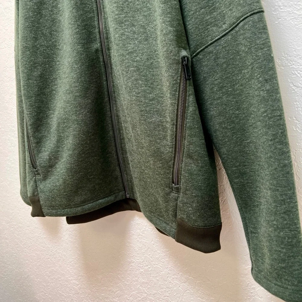 The North Face Tru North Mens XL Full‎ Zip Hoodie Green Wool Blend Fleece Jacket